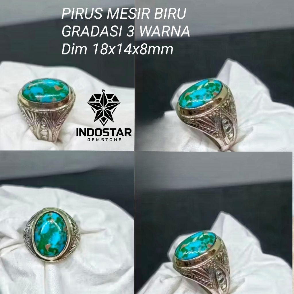 CINCIN BATU PIRUS MESIR BIRU GRADASI 3 WARNA