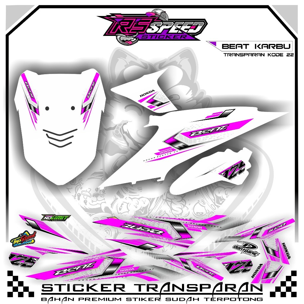 STRIPPING BEAT KARBU 2010 VARIASI STIKER BEAT KARBU 2010 UV TRANSPARAN KODE 22 BAHAN PREMUM