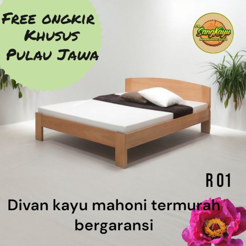 Divan kayu 160x200 cm kayu mahoni Divan kayu minimalis Alas matras R01
