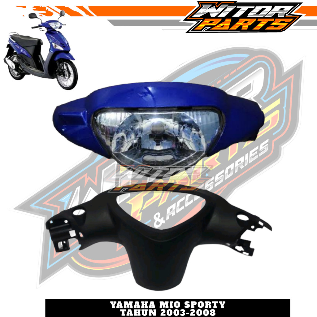 Paket Cover Batok Lampu Depan Belakang + Reflektor Yamaha Mio Lama Mio Sporty Biru / Batok Depan Bel