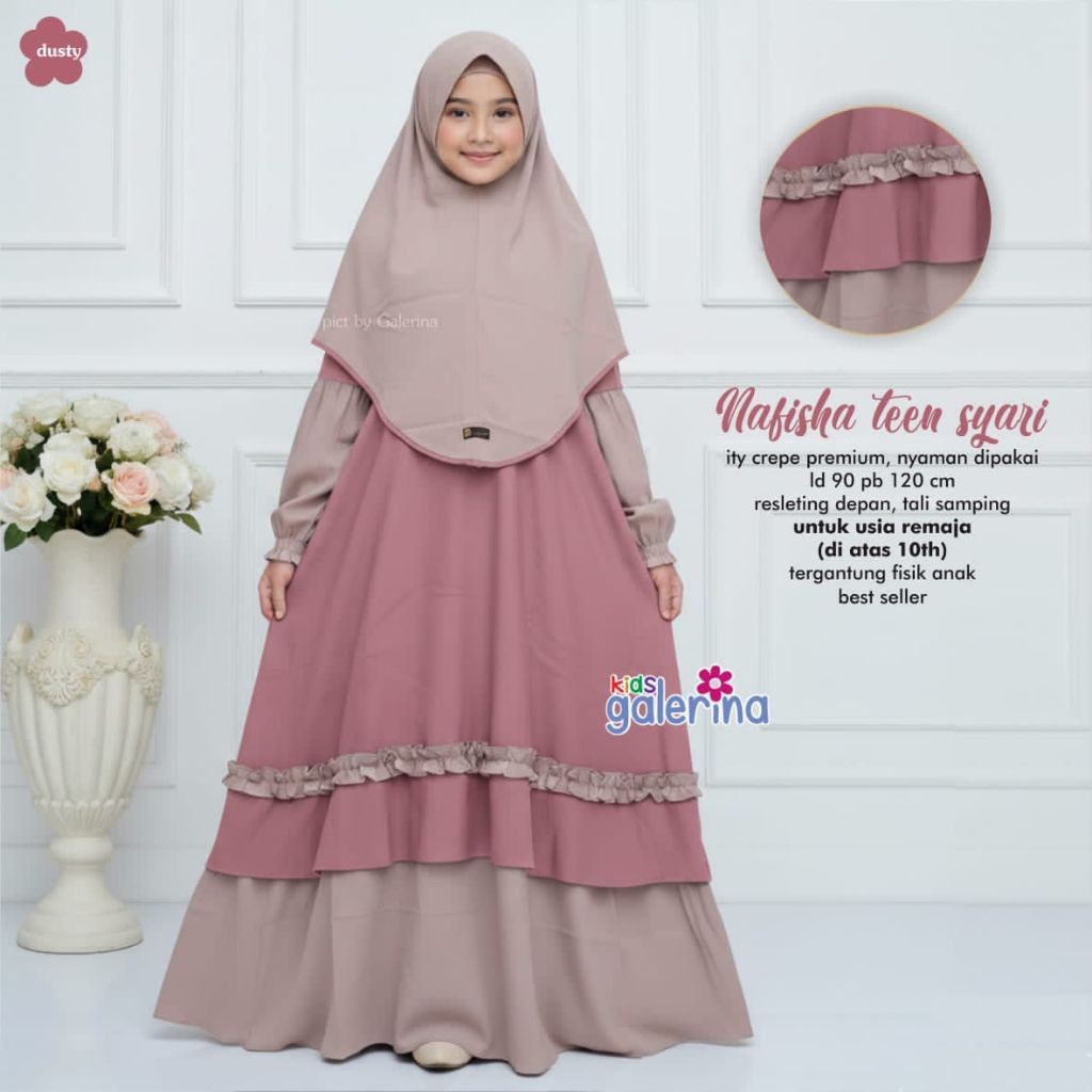 1101  Nafisha gamis muslim anak perempuan by Galerina kids  // ONESTUFF
