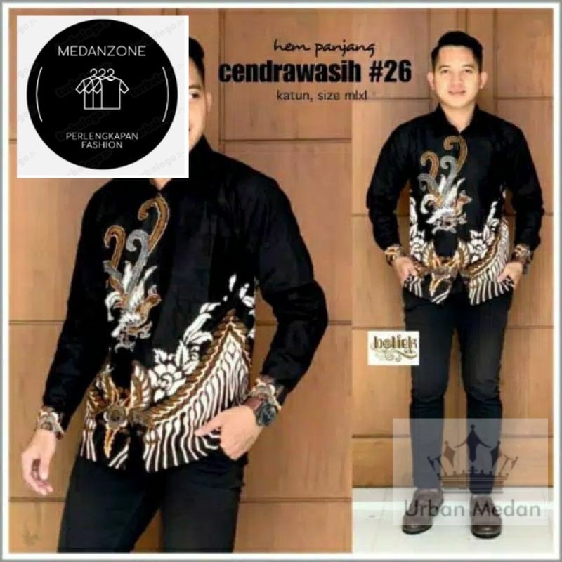 Urban Medan Batik Pria Lengan Panjang BATIK AZMIL HRB026 motif KERATONAN Kode 002 size M L XL XXL Re