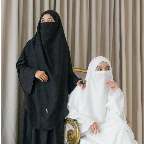 ADRIANSYAH99_ Maslaha Niqab | Madeena French Khimar Bordir | Long FK Instant Umroh Haji | Khimar Emb