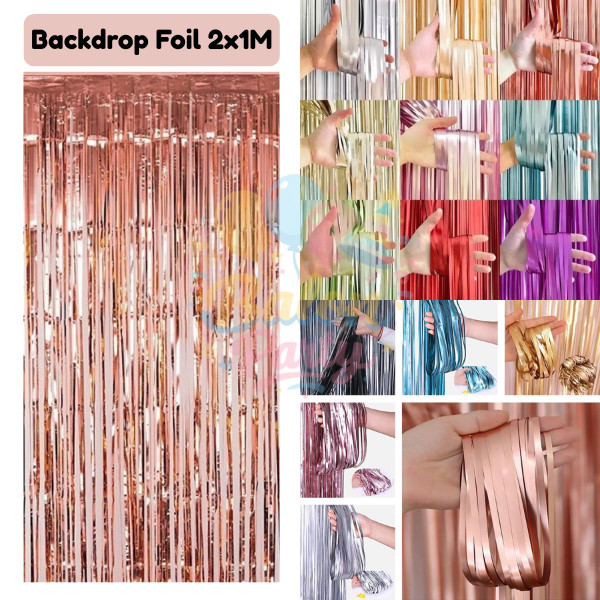 Backdrop Rumbai uk 2x1 meter / Tirai Foil Rumbai Curtain Foil Backdrop Ulang Tahun