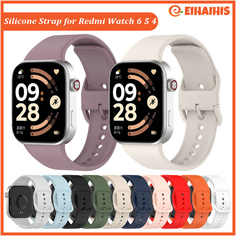 Silicone Strap for Redmi Watch 6 5 4 Strap Original Silikon Rubber Band with Same Color Buckle Brace