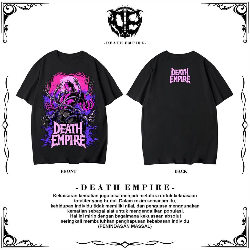 Baju Kaos Netral Terbaru Death Empire Model Casual Distro Kalcer Metal  Hitam Putih Biru Merah Cabai