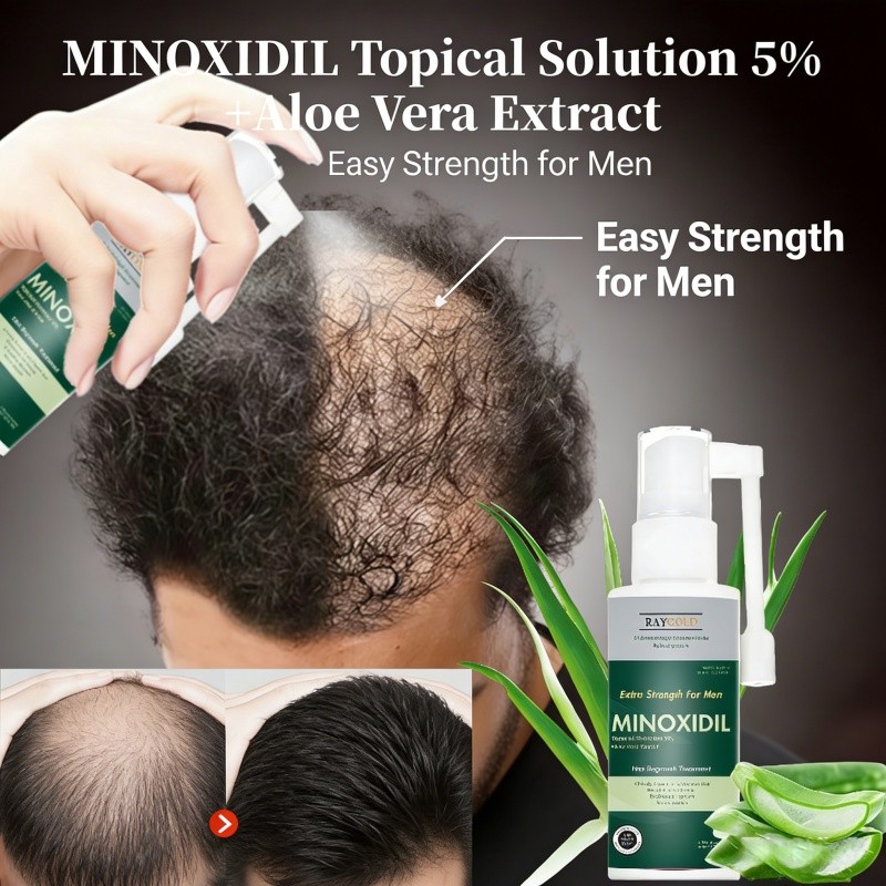 serum penumbuh rambut MINOXIDIL 5% penumbuh rambut & brewok with Aloe Vera for MEN - RAYGOLD - MINOX
