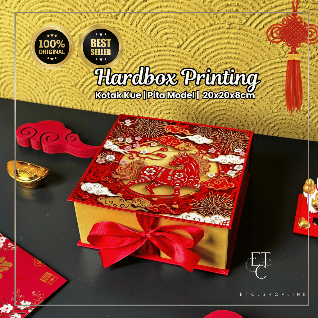 Hardbox Printing PITA 20x20x8cm | Box Kue Tebal | Kue Lapis, Hampers | Natal | Nataru | CNY IMLEK