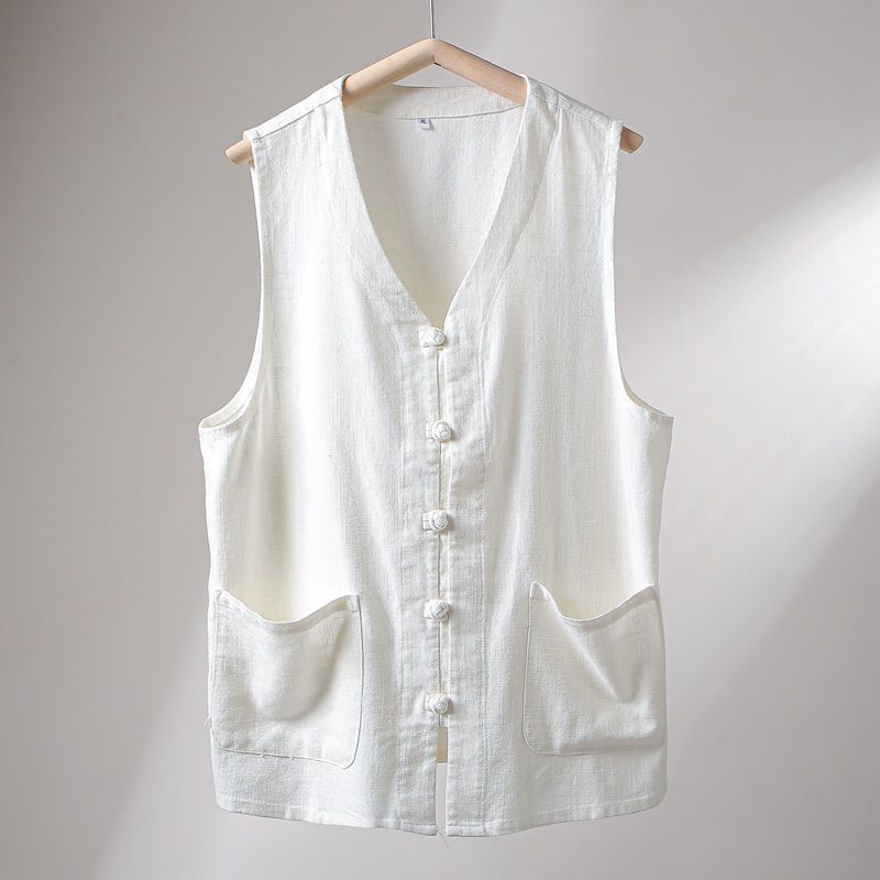 Linen Thin Chinese Style Sleeveless Cotton Linen Loose Large Size Vest