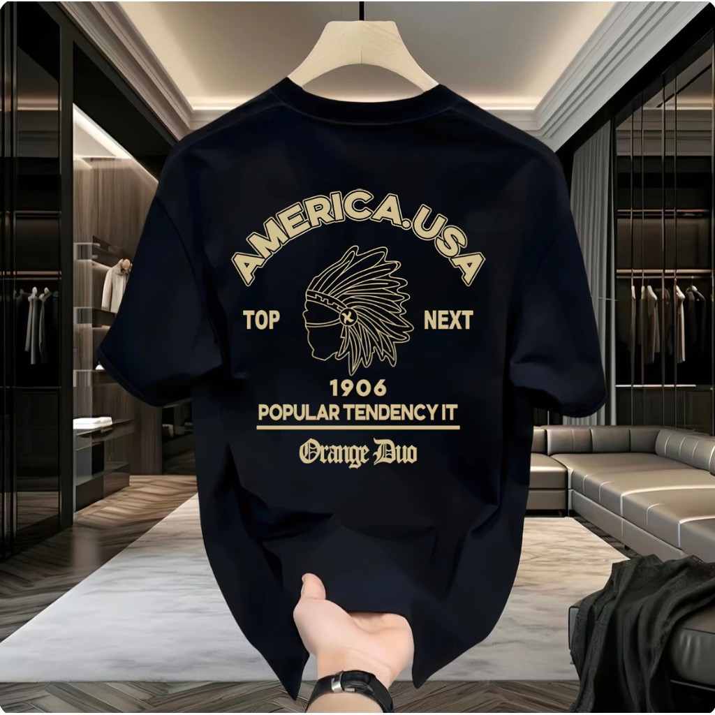 [COD|Kaos Pria Premium]Kaos Hitam Kepala Pangeran Suku Indian Teks Vintage Hair Cake Grafis Pria Wan