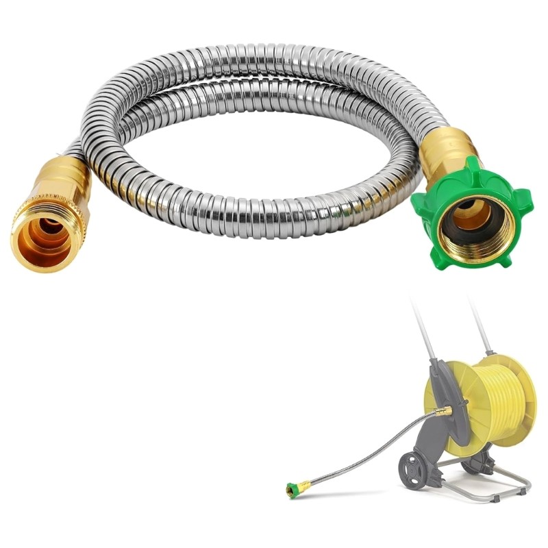 to Male Short Garden Hose Extender Stainless Steel Garden Leader Hose JOMD