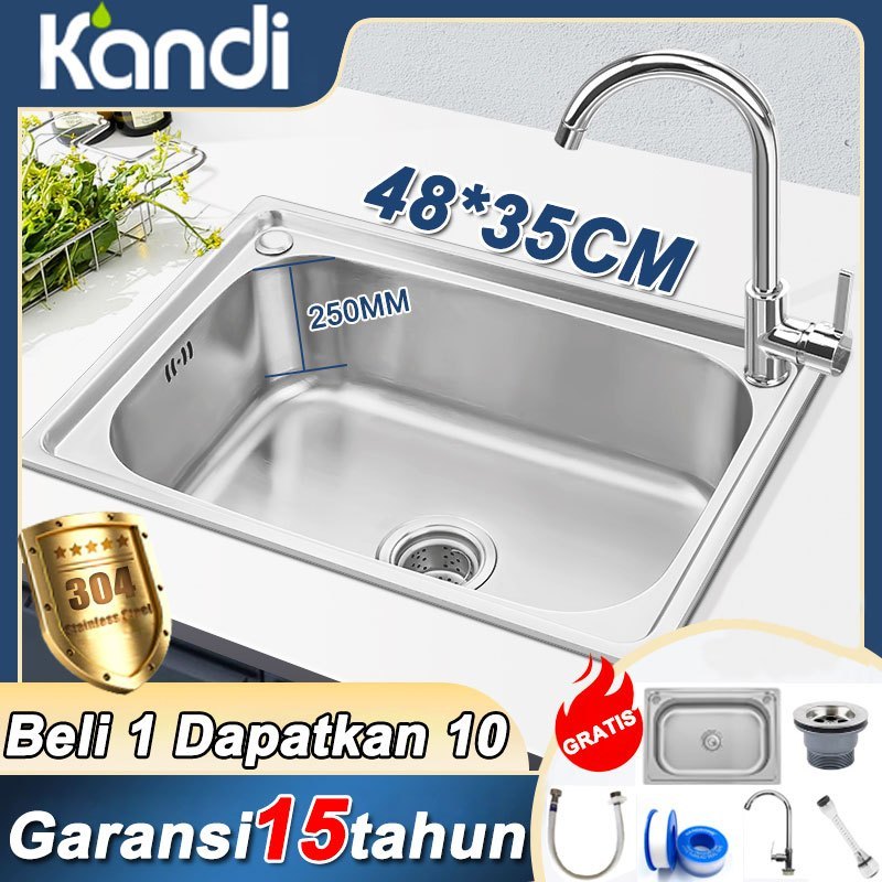 48*35CM SUS304 Wastafel cuci piring Portable Stainless Tidak mudah berubah bentuk Wastafel Stainless