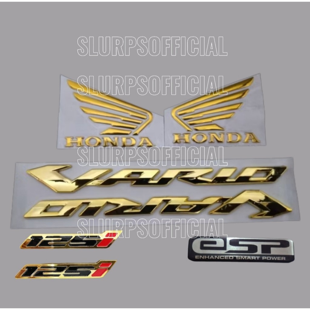emblem paket logo emblem vario warna gold mevvah 125 dan 150 untuk vario old kzr dan vario led old 1