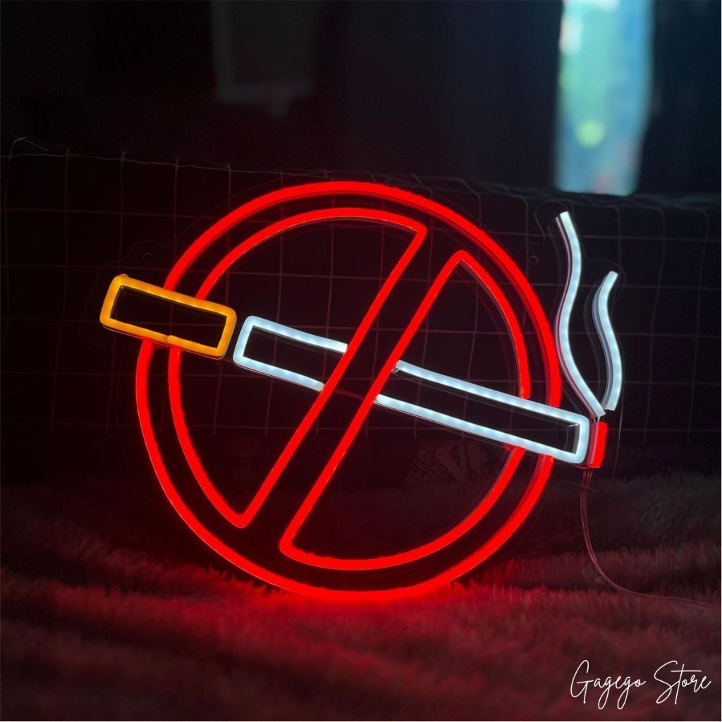 AM Lampu Neon Logo No Smoking Neon Sign Smoking Here Lampu Akrilik Dekorasi Lampu Neon Dekorasi Kama