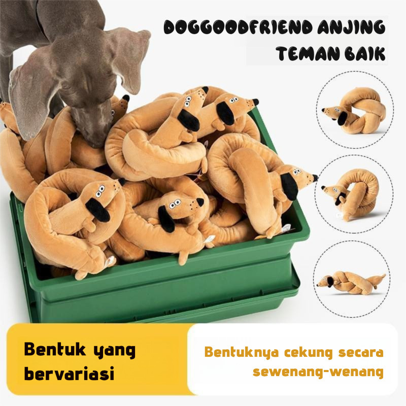 (Burqyu) Mainan Anjing Boneka Dachshund Berbunyi Panjang 1 Meter Tahan Gigit