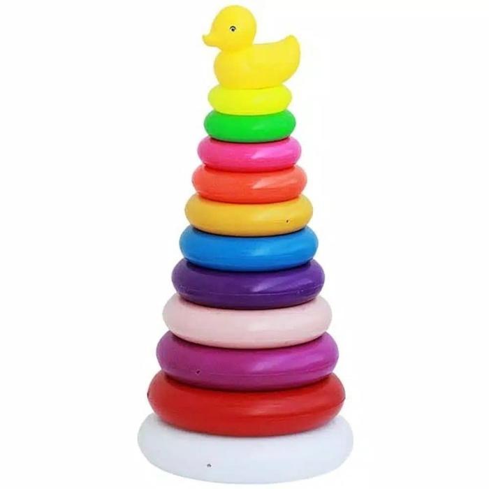 Mainan Edukasi Ring Donat Susun Bebek Bayi Baby Toys - Ring Bebek Donat Bulat/Bintang/Roda
