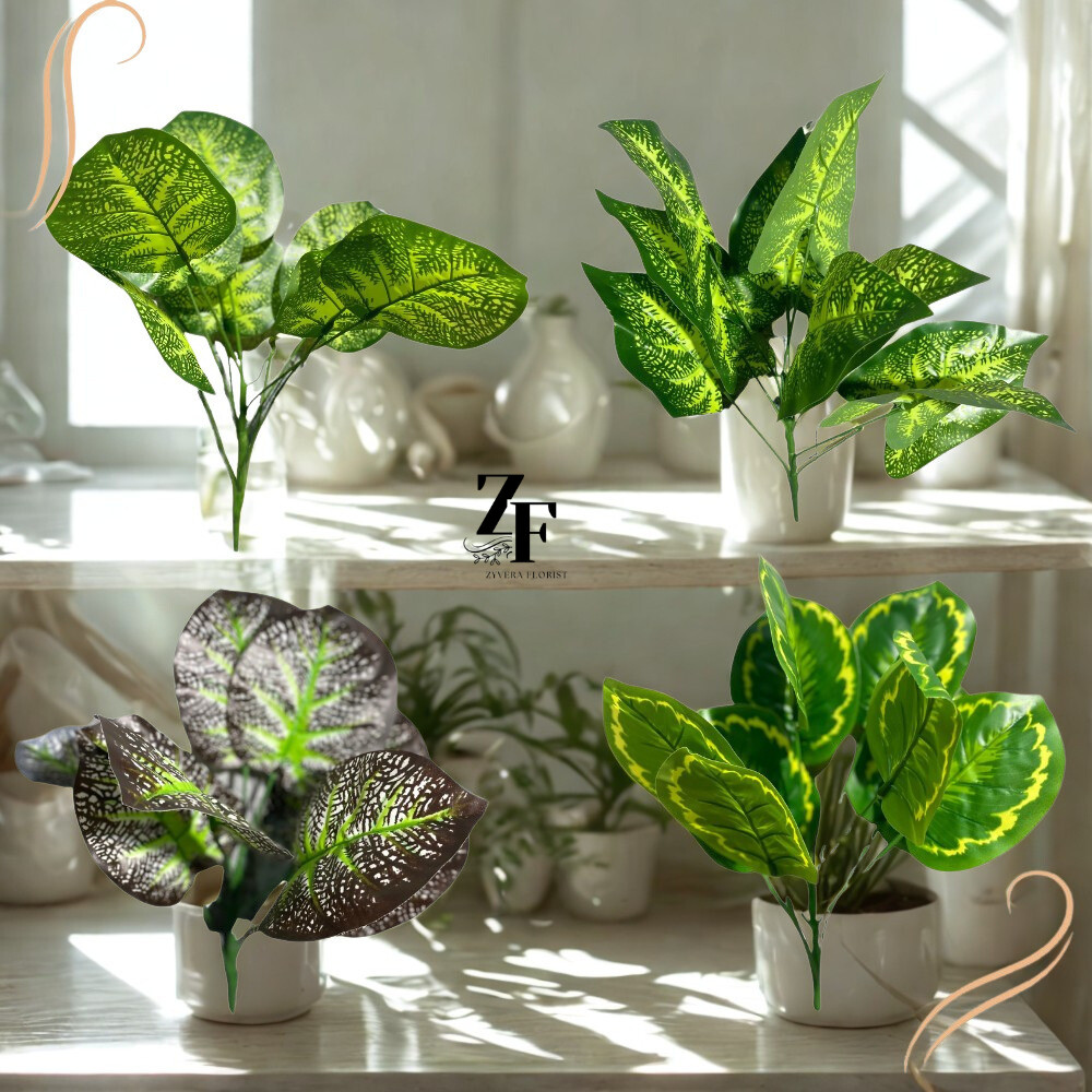 Tanaman Hias Palsu Tanpa Pot Daun Keladi Plastik Bunga Artificial Dekorasi Ruangan / CZ-016