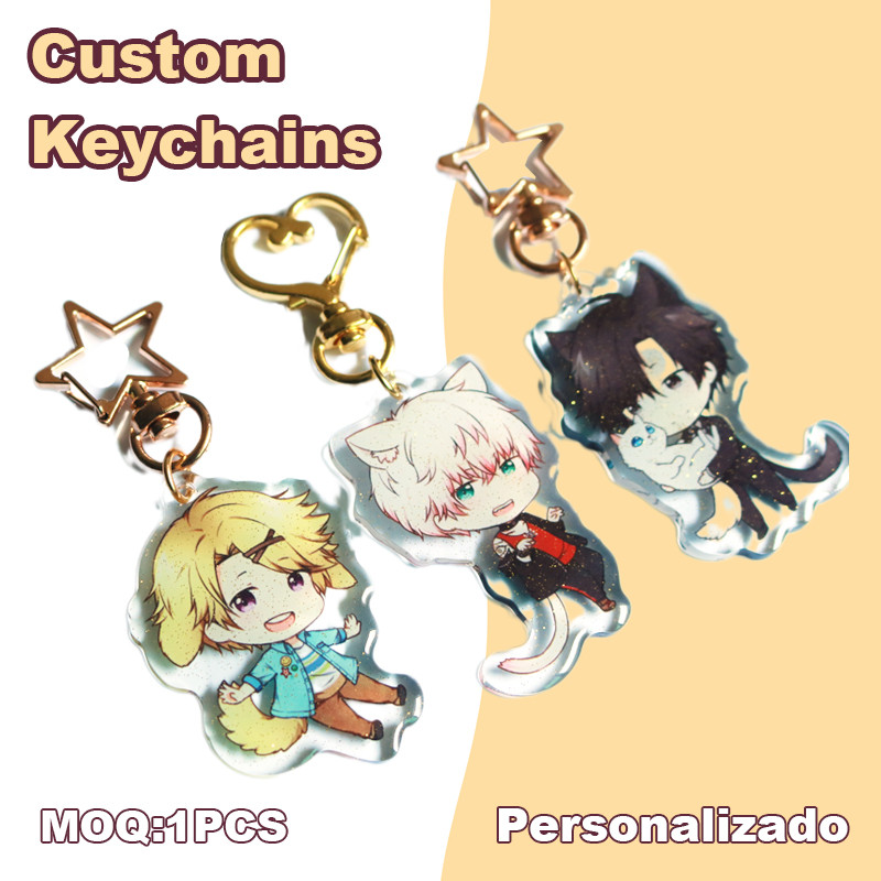 Custom Keychains Cartoon Llavero Photo Customized Anime Transparent Charm Hologram Clear Acrylic Per
