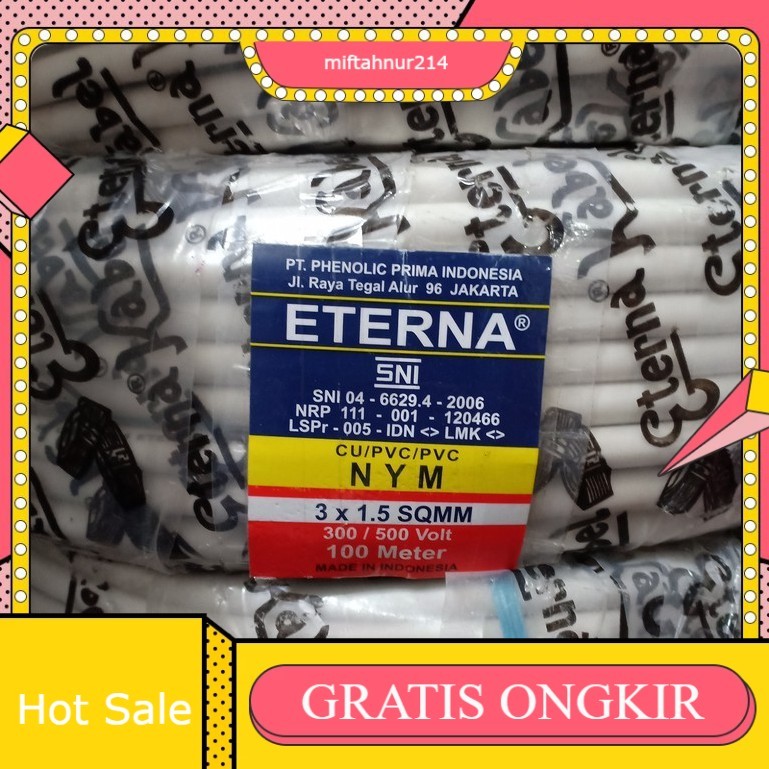 Eterna Kabel Kawat Tembaga NYM 3x1.5 100M
