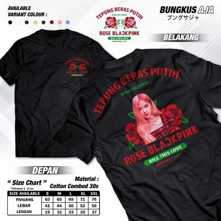 Kaos Plesetan Tepung Beras Rose Brand Rose Blackpink Tshirt Parodi Kata Kata Baju Distro Cotton Comb
