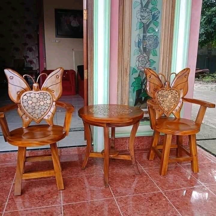Kursi teras kupu jati ukiran jepara finishing hrg pengrajin FG3