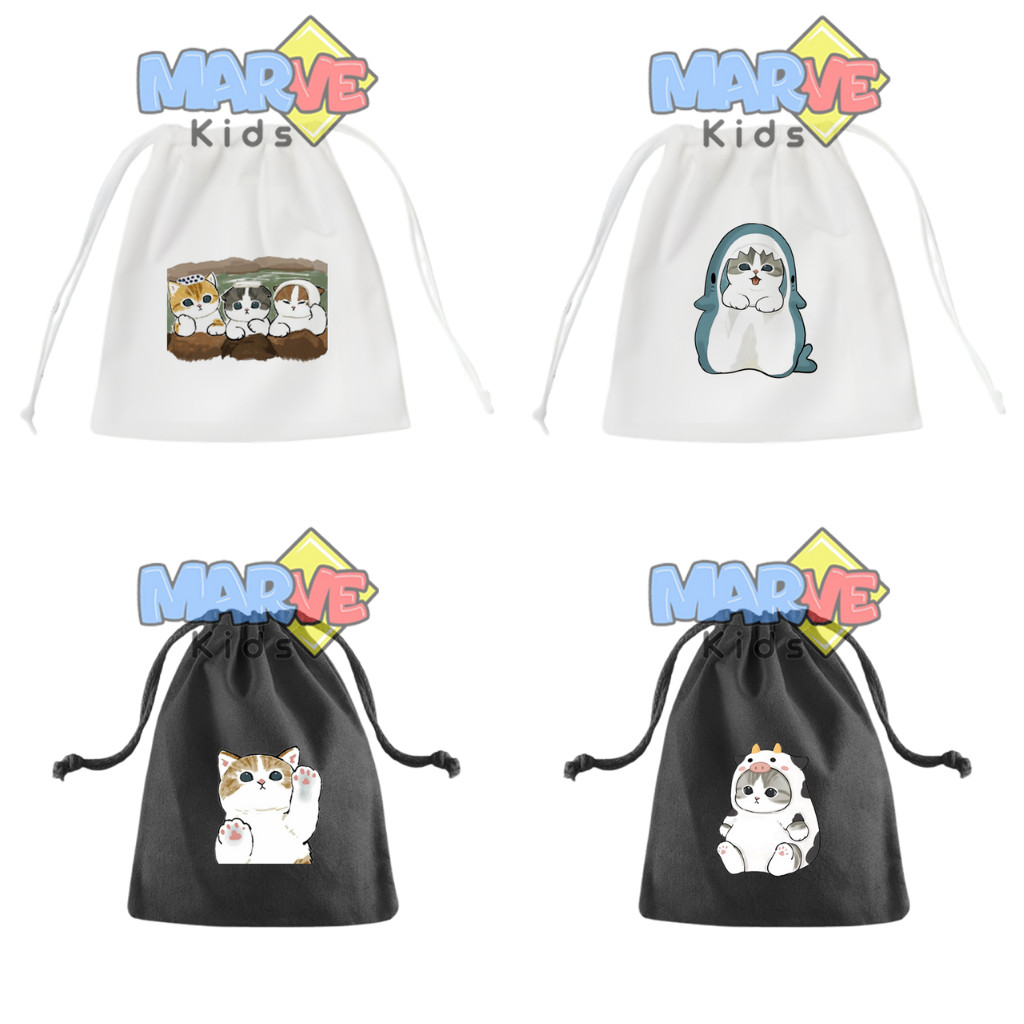Tas Pouch Bag Serut Kecil Kucing Lucu Mofusand Souvenir Tas Hampers Ulang Tahun Anak