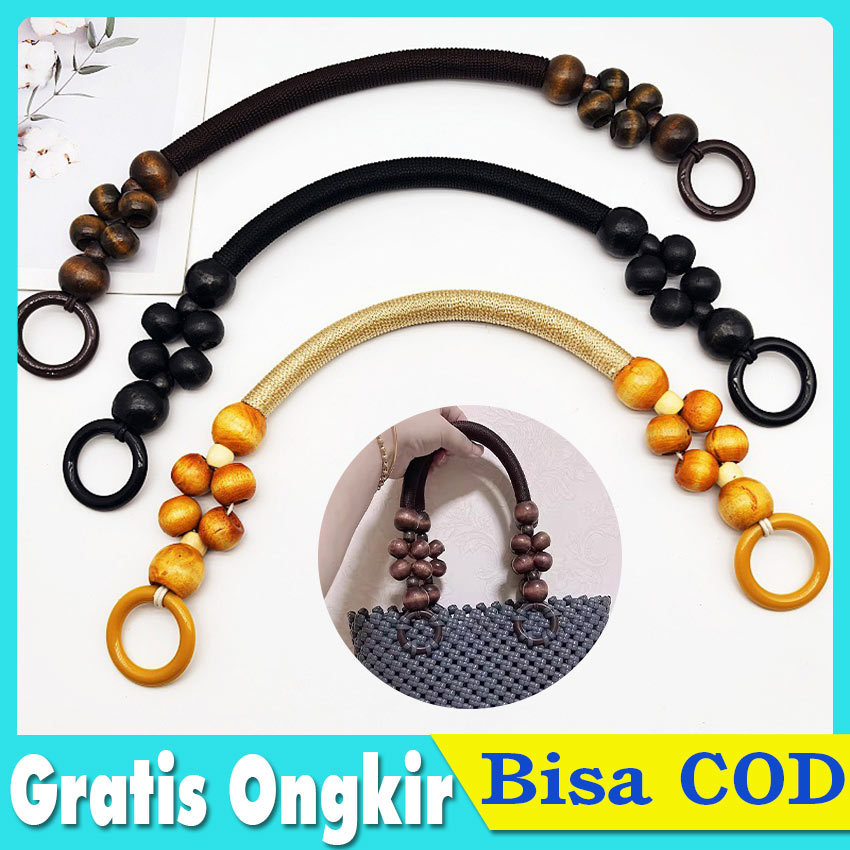 Handle Tas Kayu Model Anggur Gagang Tas Rajut Makrame Wood Bag Handle Etnik