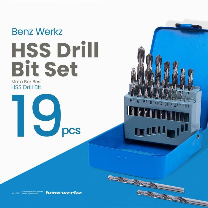 Mata Bor HSS Set 19 Pcs / Mata Bor Besi / Drill Bits Set Benz Werkz