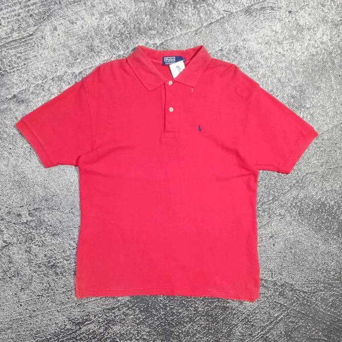 Kaos Krah pria POLO RALPH LAUREN small logo bordir merah casual murah size m
