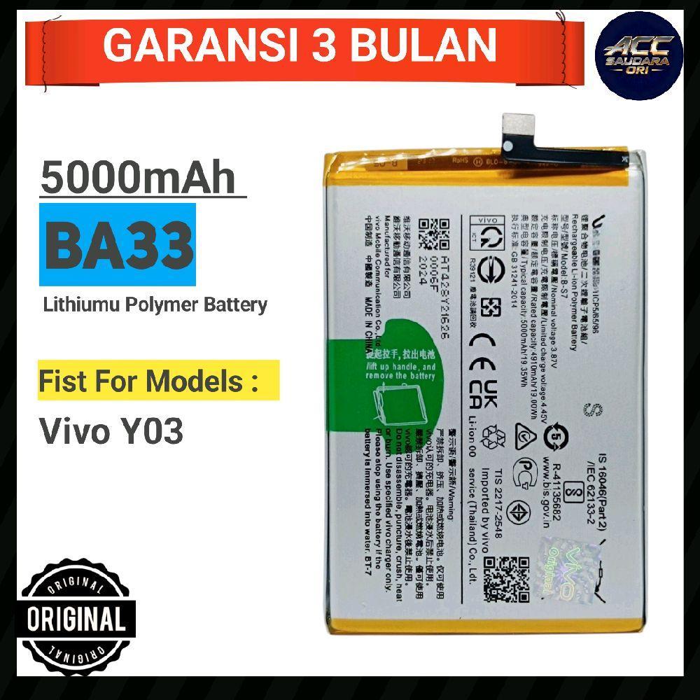 Baterai BA33 For: Vivo Y03 Batrei Battery BA33 Original 100% Termurah