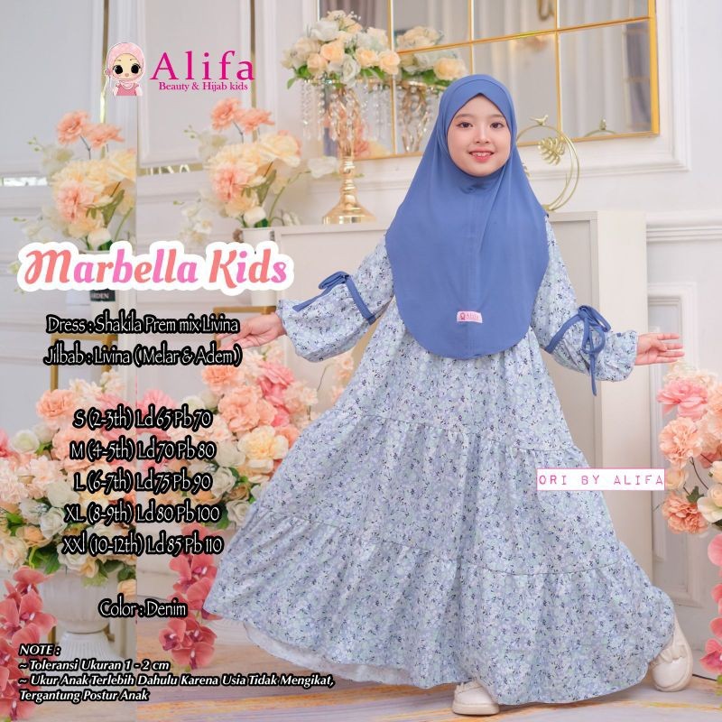 Marbella gamis set hijab couple ibu dan anak ori ALIFA