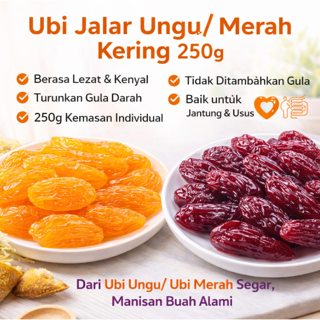 [Ubi Jalar Ungu Dan Kering Yang Manis 250g/Ubi Jalar Ungu Kering Rendah Gula] Ubi Jalar Kering Manis