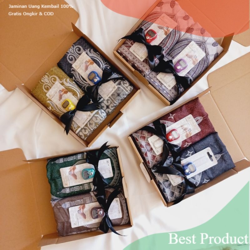 HAMPERS SAJADAH COUPLE TASBIH DIGITAL KADO WEDDING PASANGAN HADIAH IDUL FITRI KADO SAJADAH TASBIH/ C