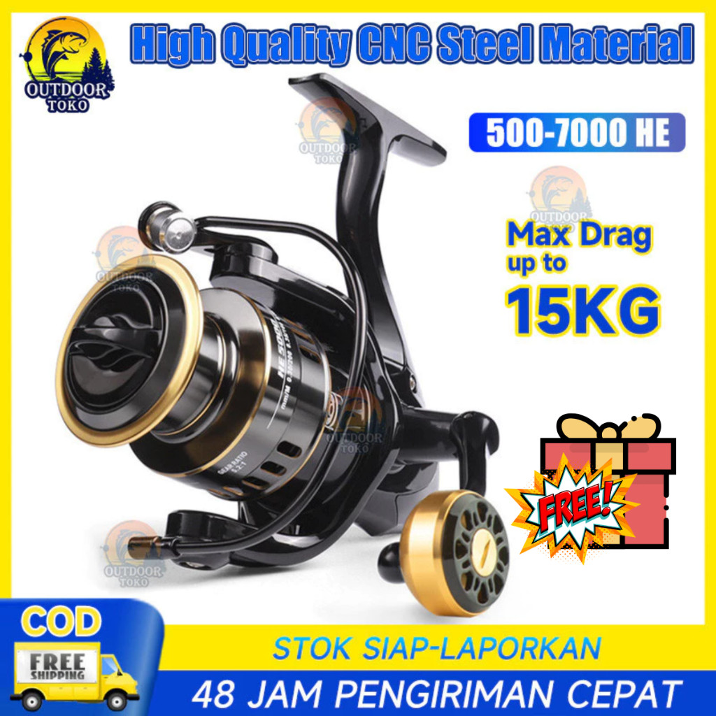 Reel Spinning POWER HANDLE Super Smooth Kualitas Import Dengan Drag maksimal 15kg Reel Spinning Fugu