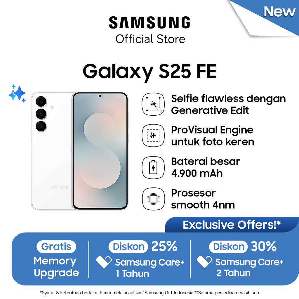 [Free Upgrade From 128GB] Samsung Galaxy S25 FE 8/256GB - White