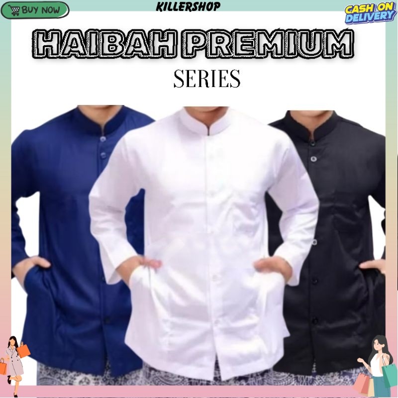 baju koko habaib haibah habib polos lengan panjang model Ammu amu baju lebaran pria baju koko lengan