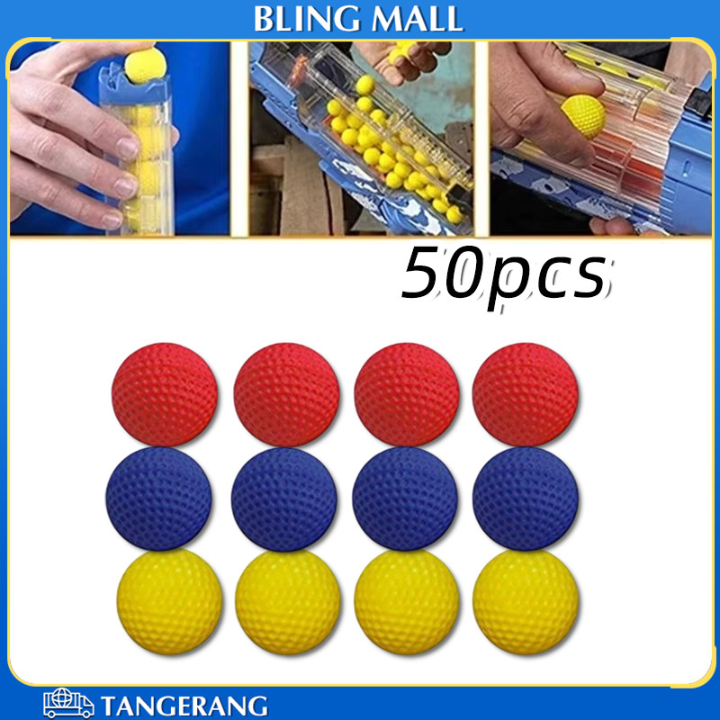 50PCS/Tas Nerf Rival Peluru Karet Bulat Refill Soft Ball PU Premium Nerf Rival Bola Busa Mudah Digun