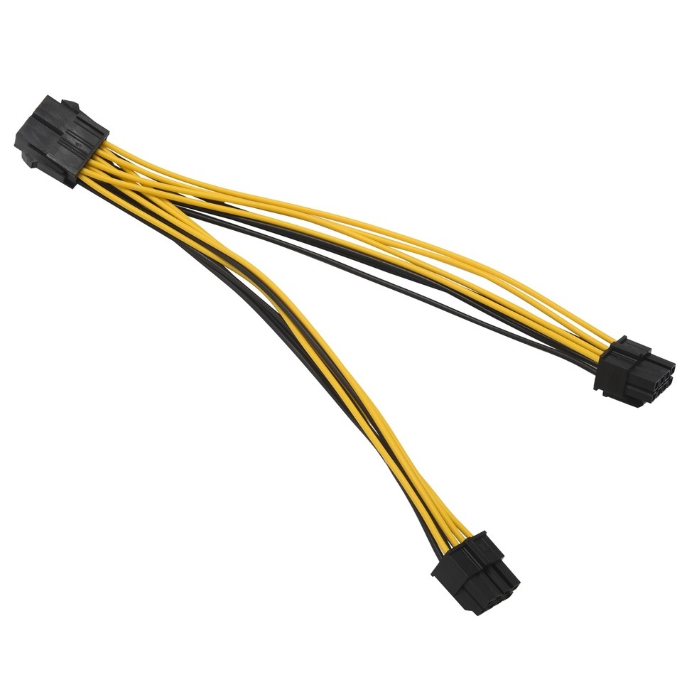 CPU 8Pin Female 1 To 2 Male 4+4Pin Y Splitter Power Supply Cable Cord 18AWG 20CM