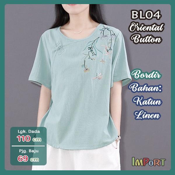 Baju Oriental Korea Oversize Imlek Katun Linen Premium | Blouse Blus IMPORT