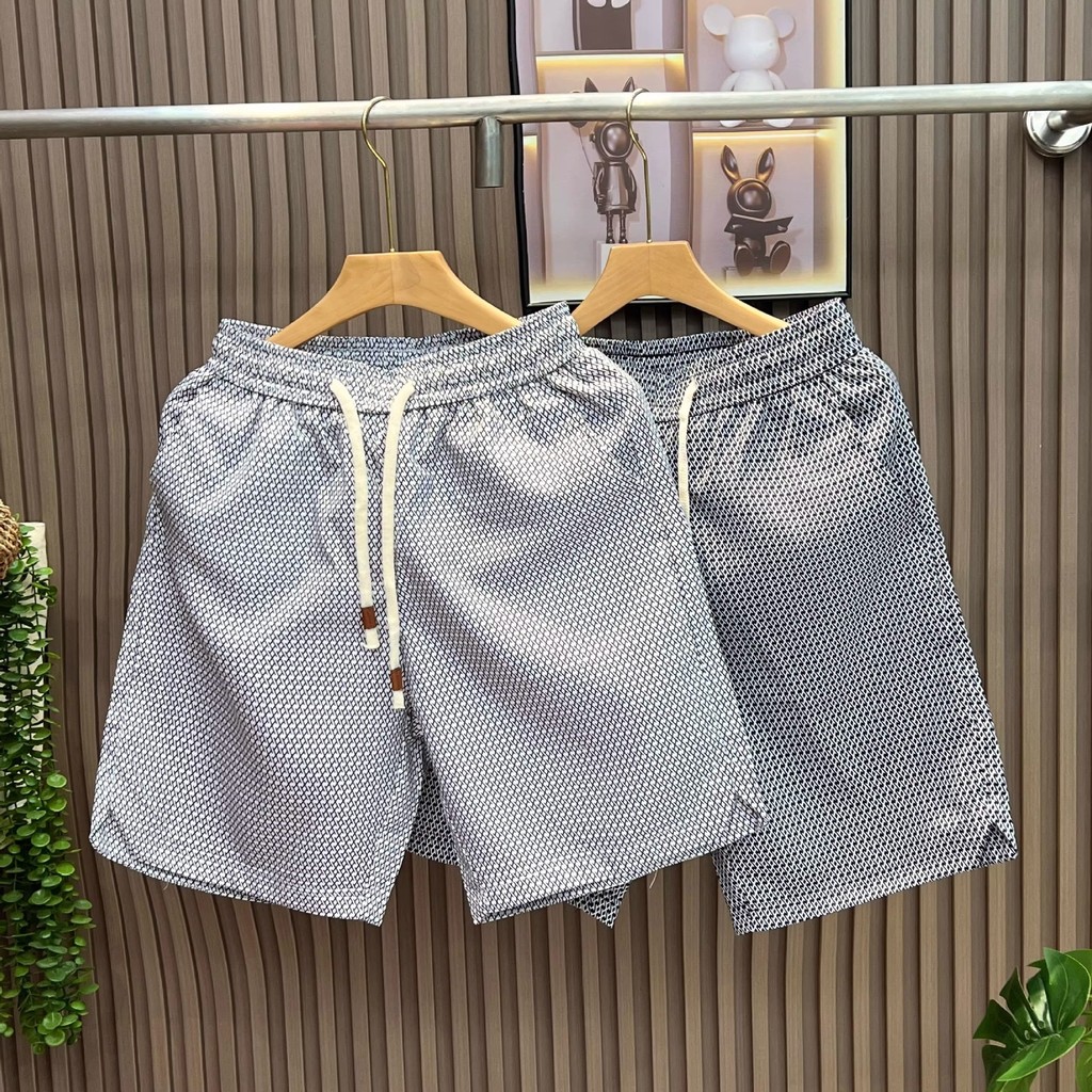 Celana pendek kotak-kotak pria, celana kasual tipis, celana pendek kotak-kotak pria