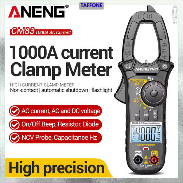 ANENG Clamp Meter Digital Multimeter Multitester LCD Flashlight 1000A - CM83