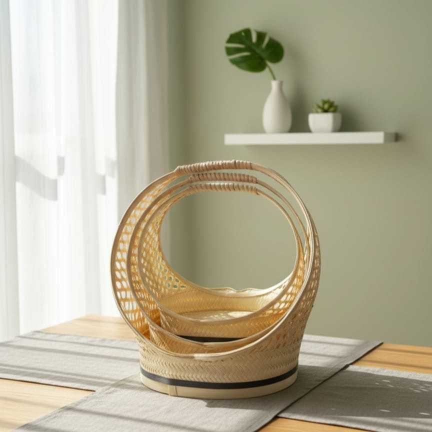 Keranjang Buah Bambu/Keranjang Parcel/Keranjang parcel bambu/Keranjang hampers/Tempat parcel /Tempat