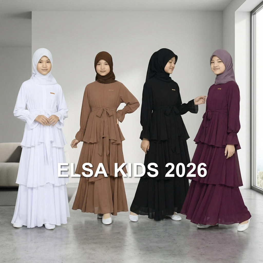 Dress Anak Perempuan Remaja Tanggung Muslim Gamis Pesta Lebaran Susun 3