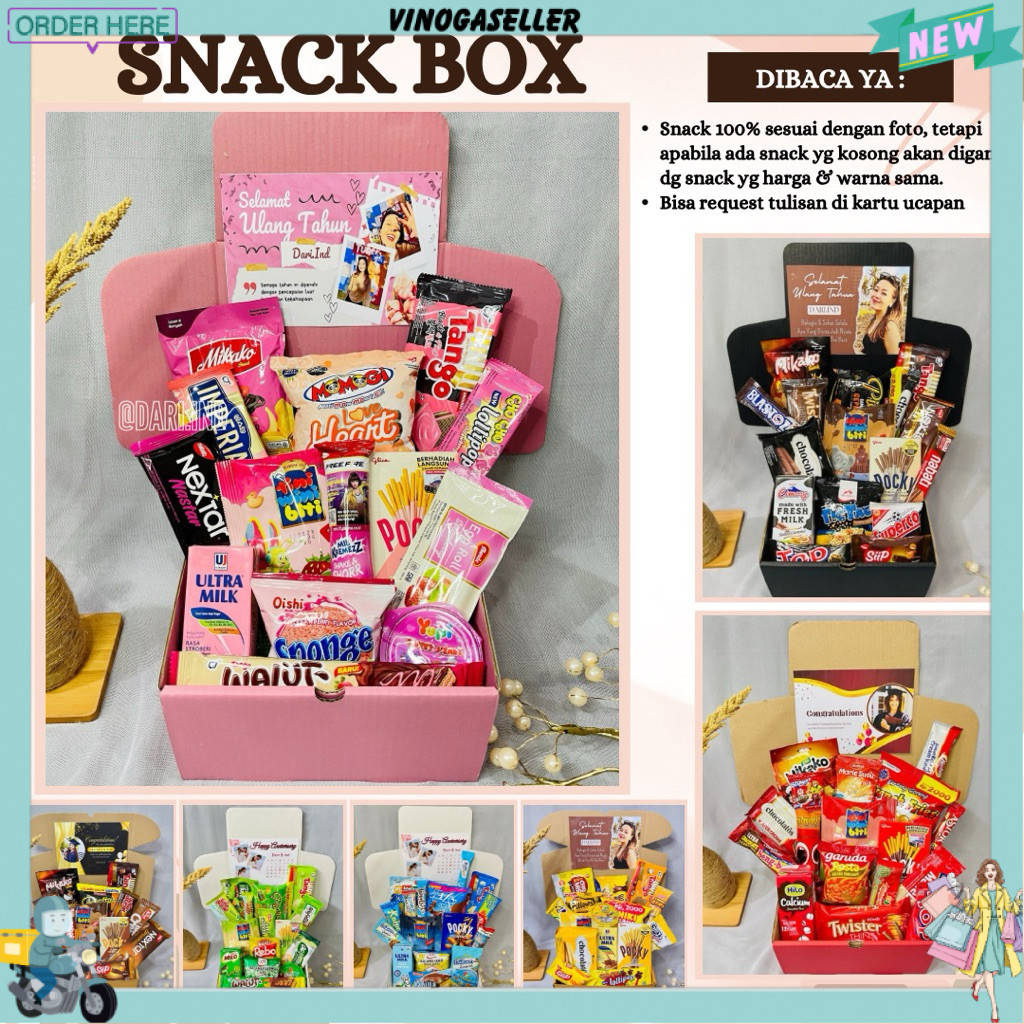 Buket Snack Box KADO ULANG TAHUN / KADO VALENTINE / Jajanan Ulang Tahun / Kado Wisuda / Kado Anniver