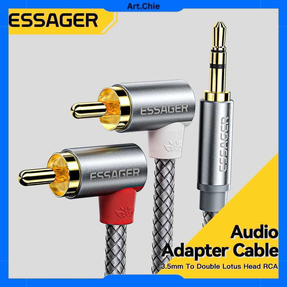 Essager Kabel Audio Jack 35mm ke RCA Double Lotus Elbow 3 Meter EYPWT MYC0G P