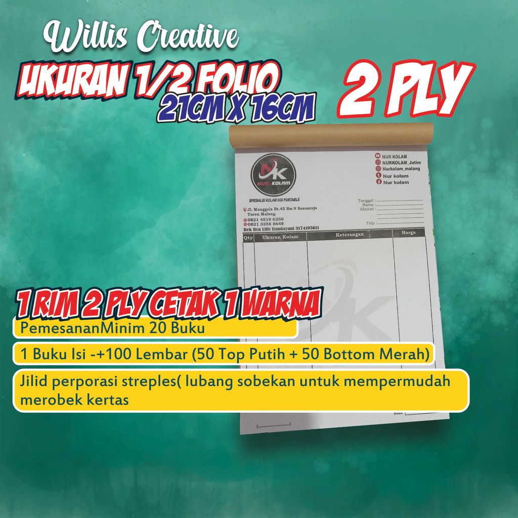 Cetak Nota custom1 RIM nota custom  1 ply nota 2 play nota 3 ply