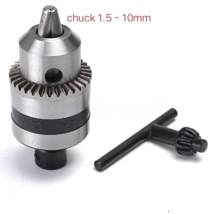 Chuck drill B12 kepala bor plus konektor lubang as 5mm buat type dc775 Chuck untuk Bor Motor DC 775