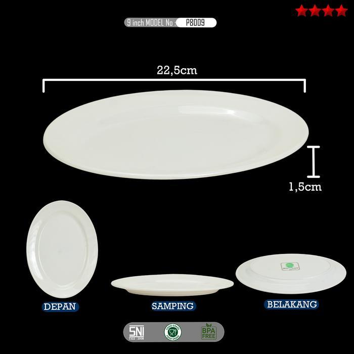 TOPTREE PROMO 12PCS 1 LUSIN Piring Saji Oval Melamin 9 12 inch Piring Saji Lonjong Oval Tebal Piring