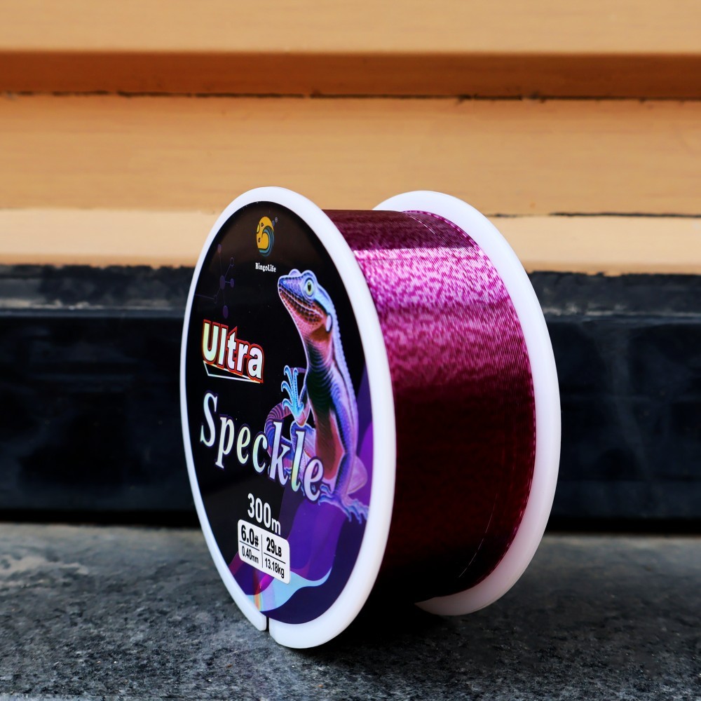 Bingolife Senar Pancing Monofilamen Nilon Jerman Premium Purple Speckle 300m  Teknologi Siluman dan 
