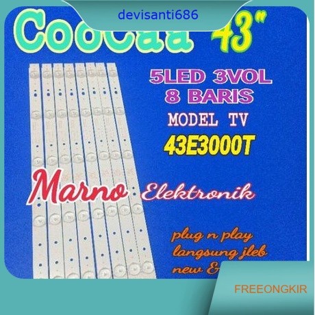 LAMPU BL BACKLIGHT LED TV COOCAA 43INCH 43E3000T COOCA 43IN COCA 43E3000 T